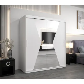 Šatní skříň Skříň s posuvnými dveřmi MILANA - šířka 180 cm, bílá