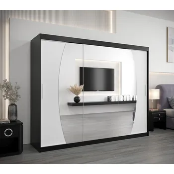 Šatní skříň Šatní skříň NATALIE - šířka 250 cm, černá / bílá