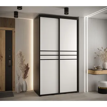 Šatní skříň Šatní skříň YVONA 10 - 140/60 cm, černá / bílá / černá