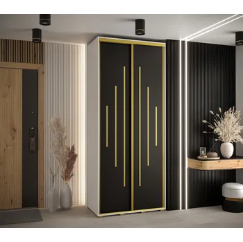 Šatní skříň Šatní skříň ASIRI 12 - 110/60 cm, bílá / černá / zlatá