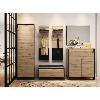 Předsíňová stěna Veneti FARN dub artisan / černá / šedá