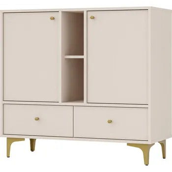 Komoda Kombinovaná komoda IROS 1 se šuplíky - béžová / zlatá
