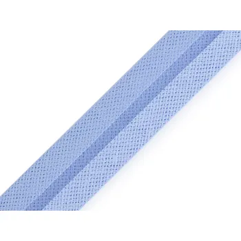 Šikmý proužek bavlněný šíře 20 mm zažehlený, střední, 3 / 15 modrá světlá
