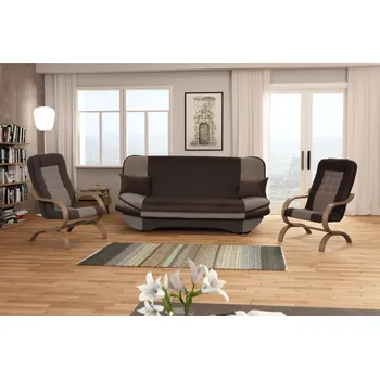 Sedací souprava Sedací sestava INGRIDA - hnědá / světle hnědá / buk