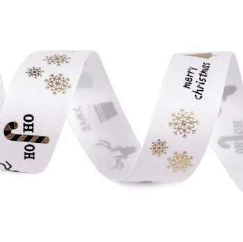 Stuha Vánoční rypsová stuha šíře 25 mm, střední, 1 bílá černá