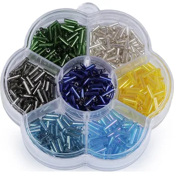 Dětské navlékací korálky Sada skleněných rokajlů v boxu, velké, 7 mix