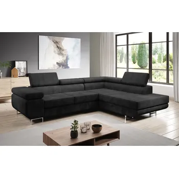 Sedací souprava Rozkládací rohová sedačka PARASKA L - černá, pravý roh