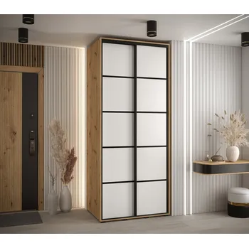 Šatní skříň Šatní skříň ASIRI 4 - 100/45 cm, dub artisan / bílá / černá