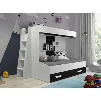 Dětská postel Patrová postel s úložným prostorem Lada - bílá/černá