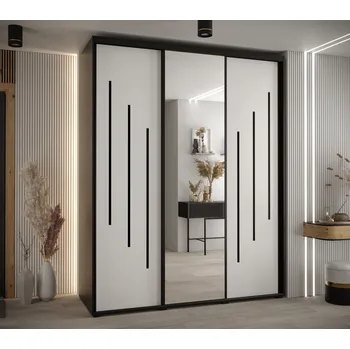 Šatní skříň Šatní skříň YVONA 9 - 190/60 cm, černá / bílá / černá