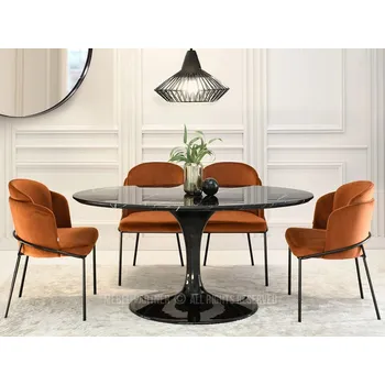 Jídelní stůl Oválný jídelní stůl ADRIK - černý mramor / černý