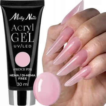 Lak na nehty Molly Nails ACRYL POLY GEL Akrylový gel na nehty FRENCH PINK 30ml Bez HEMA