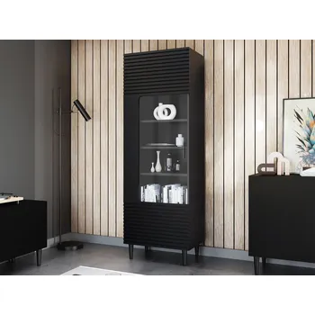 Policová skříň Úzká vitrína QUINLAN - černá