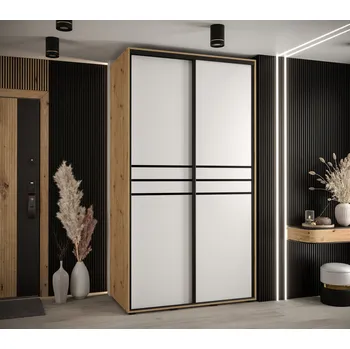 Šatní skříň Šatní skříň YVONA 10 - 140/60 cm, dub artisan / bílá / černá