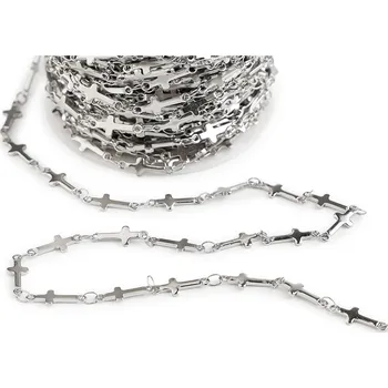 Řetízek Řetízek z nerezové oceli křížek 4 a 5 mm metráž, střední, 2 (5 mm) platina