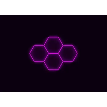Kompletní LED hexagonové svítidlo růžové, rozměr: 4 elementy 241 x 168 cm