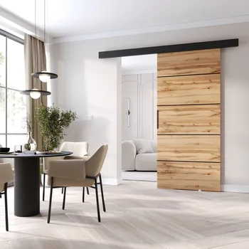 Interiérové dveře Interiérové dveře na stěnu BARRET 20 - 106 cm, dub wotan / černé