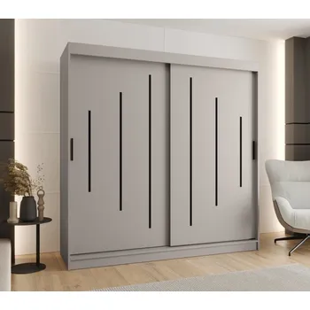 Šatní skříň Šatní skříň 200 cm CASANDRA s posuvnými dveřmi - kašmír / černá