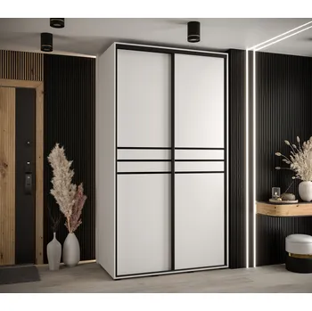 Šatní skříň Šatní skříň YVONA 10 - 130/60 cm, bílá / černá