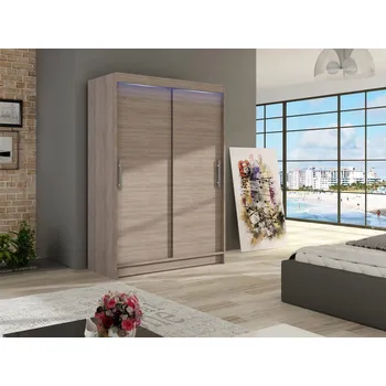 Šatní skříň Šatní skříň 120 cm s posuvnými dveřmi a LED osvětlením GASPARA 1 - dub lanýž