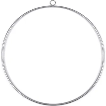 Lapač snů Kovový kruh Ø50 cm lakovaný, střední, 4 stříbrná tmavá mat