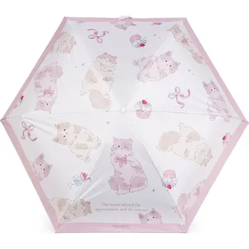 Deštník Dětský skládací mini deštník kočka s rukojetí tlapka, velké, 2 pudrová