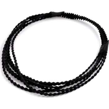 Náramek Pružná čelenka do vlasů víceřadá, střední, 3 černá