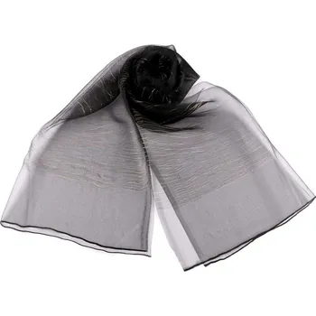 Šála Společenský šátek / šála s obsahem hedvábí a lurexem dvouvrstvý 70x190 cm, střední, 3 černá zlatá