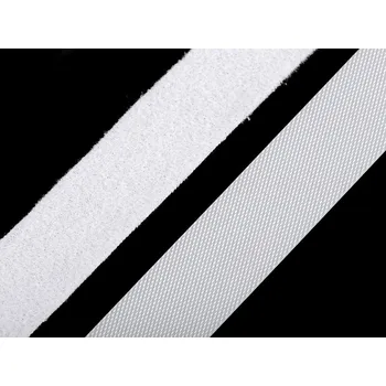 Nízkoprofilový suchý zip háček + plyš šíře 20 mm jemný, střední, 1 bílá