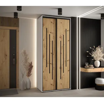 Šatní skříň Šatní skříň YVONA 8 - 120/45 cm, bílá / dub artisan / černá