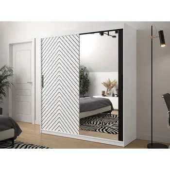 Šatní skříň Šatní skříň 180 cm se zrcadlem ORIOT - bílá / černá