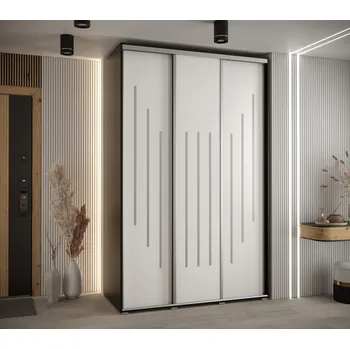 Šatní skříň Šatní skříň YVONA 8 - 160/60 cm, černá / bílá / stříbrná