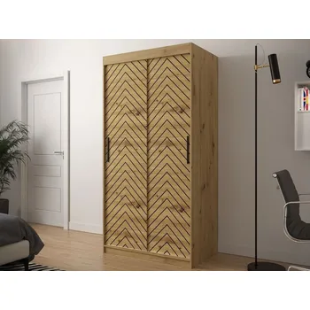 Šatní skříň Úzká šatní skříň 100 cm ORIOT - dub artisan / černá