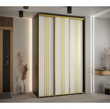 Šatní skříň Šatní skříň YVONA 6 - 150/60 cm, černá / bílá / zlatá