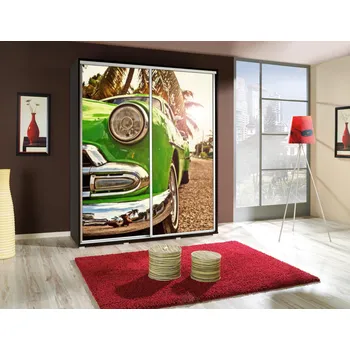 Šatní skříň Vysoká šatní skříň 155 cm s potiskem DANUBE 5 - kaštan wenge