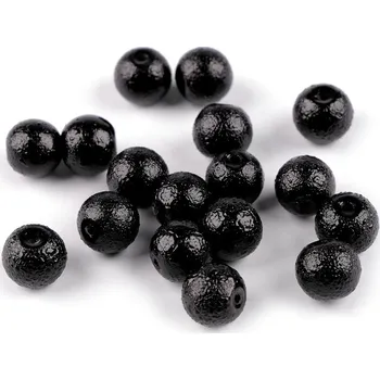 Dětské navlékací korálky Skleněné voskové perly vroubkované Ø10 mm, velké, 32 černá
