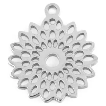 Přívěsek Přívěsek z nerezové oceli čtyřlístek, mandala, velké, 3 platina mandala