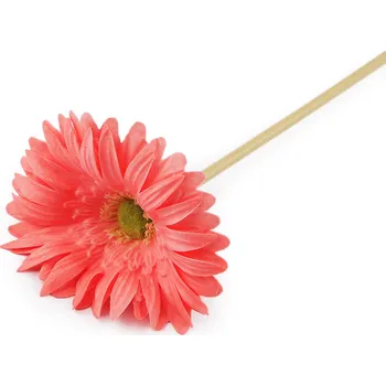 umělá květina Umělá gerbera dlouhá, střední, 3 korálová světlá