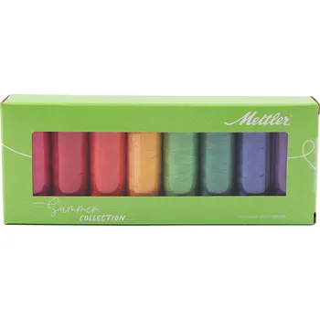 Nit Sada bavlněných nití Silk-finish Mettler 8x150 m, střední, 3 mix léto