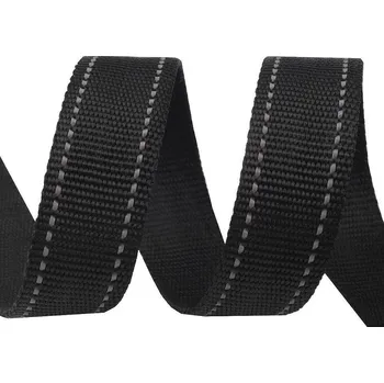 Popruh šíře 30 mm s reflexním prošitím, střední, 1 černá