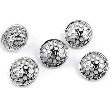 Knoflík Kovový knoflík děrovaný velikost 28"; 36", střední, 1 (28") nikl