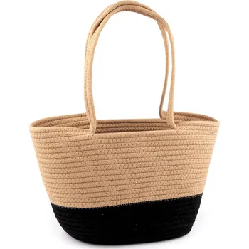 Kabelka Bavlněná kabelka 38x24 cm, střední, 2 hnědá přírodní černá