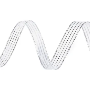 Stuha Stuha s lurexem šíře 10 mm, střední, 1 stříbrná