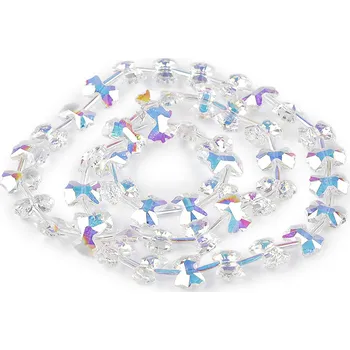 Korálek Skleněné korálky broušené mašličky a hladké tyčky na drátku, velké, 1 transparent AB