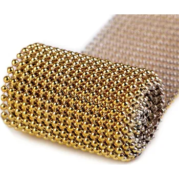 Borta šíře 50 mm s perlami, střední, 3 zlatá