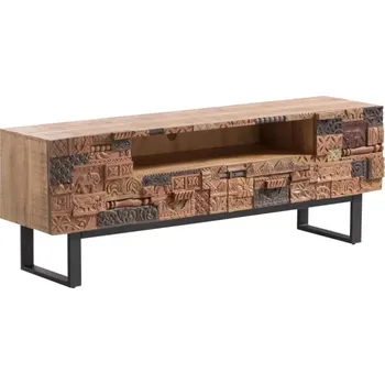 Televizní stolek Masivní TV stolek Grónsko z mangového dřeva, lakovaný, hnědý – 180×45×65 cm