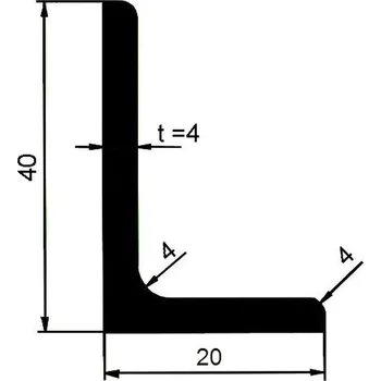 Stavební profil Profil L nerovnoramenný 40×20×4 mm válcovaný – 6 m