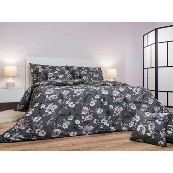 Povlečení DADKA VRACOV Povlečení krep Kvítí na šedém 240x200, 2x70x90 cm