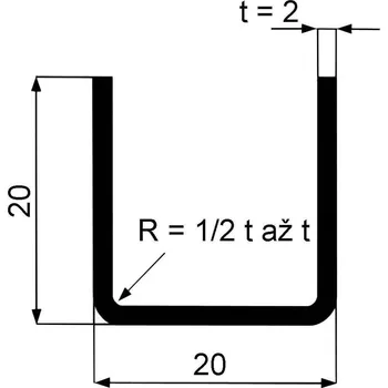 Stavební materiál Jekl otevřený U 20×20×2 mm – 6 m