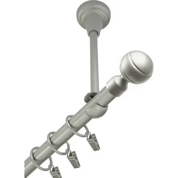 Garnýž Garnýž kovová jednořadá 16mm Paola stříbrná mat 350 cm (do stropu / kroužky s žabkou)